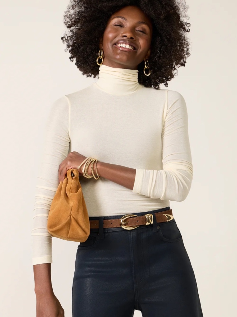 NWT Agolde Pascale Turtleneck in Oatmilk | Size Small